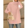 imageLILLUSORY Womens Oversized Turtleneck Sweaters Fall Batwing Sleeve Ribbed Tunic SweaterLight Pink