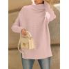 imageLILLUSORY Womens Oversized Turtleneck Sweaters Fall Batwing Sleeve Ribbed Tunic SweaterLight Pink