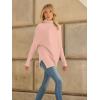 imageLILLUSORY Womens Oversized Turtleneck Sweaters Fall Batwing Sleeve Ribbed Tunic SweaterLight Pink