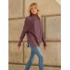 imageLILLUSORY Womens Oversized Turtleneck Sweaters Fall Batwing Sleeve Ribbed Tunic SweaterMauve Rose