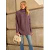 imageLILLUSORY Womens Oversized Turtleneck Sweaters Fall Batwing Sleeve Ribbed Tunic SweaterMauve Rose
