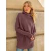 imageLILLUSORY Womens Oversized Turtleneck Sweaters Fall Batwing Sleeve Ribbed Tunic SweaterMauve Rose