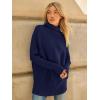imageLILLUSORY Womens Oversized Turtleneck Sweaters Fall Batwing Sleeve Ribbed Tunic SweaterNavy Blue