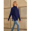 imageLILLUSORY Womens Oversized Turtleneck Sweaters Fall Batwing Sleeve Ribbed Tunic SweaterNavy Blue