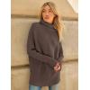 imageLILLUSORY Womens Oversized Turtleneck Sweaters Fall Batwing Sleeve Ribbed Tunic SweaterNutmeg