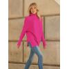 imageLILLUSORY Womens Oversized Turtleneck Sweaters Fall Batwing Sleeve Ribbed Tunic SweaterPink