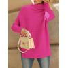 imageLILLUSORY Womens Oversized Turtleneck Sweaters Fall Batwing Sleeve Ribbed Tunic SweaterPink