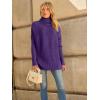 imageLILLUSORY Womens Oversized Turtleneck Sweaters Fall Batwing Sleeve Ribbed Tunic SweaterPurple