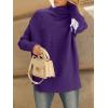 imageLILLUSORY Womens Oversized Turtleneck Sweaters Fall Batwing Sleeve Ribbed Tunic SweaterPurple