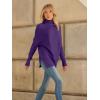 imageLILLUSORY Womens Oversized Turtleneck Sweaters Fall Batwing Sleeve Ribbed Tunic SweaterPurple