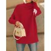imageLILLUSORY Womens Oversized Turtleneck Sweaters Fall Batwing Sleeve Ribbed Tunic SweaterRed