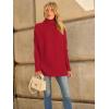 imageLILLUSORY Womens Oversized Turtleneck Sweaters Fall Batwing Sleeve Ribbed Tunic SweaterRed