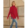 imageLILLUSORY Womens Oversized Turtleneck Sweaters Fall Batwing Sleeve Ribbed Tunic SweaterRed