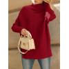 imageLILLUSORY Womens Oversized Turtleneck Sweaters Fall Batwing Sleeve Ribbed Tunic SweaterRed