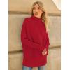 imageLILLUSORY Womens Oversized Turtleneck Sweaters Fall Batwing Sleeve Ribbed Tunic SweaterRed