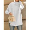 imageLILLUSORY Womens Oversized Turtleneck Sweaters Fall Batwing Sleeve Ribbed Tunic SweaterWhite