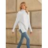 imageLILLUSORY Womens Oversized Turtleneck Sweaters Fall Batwing Sleeve Ribbed Tunic SweaterWhite