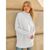 imageLILLUSORY Womens Oversized Turtleneck Sweaters Fall Batwing Sleeve Ribbed Tunic SweaterWhite
