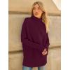 imageLILLUSORY Womens Oversized Turtleneck Sweaters Fall Batwing Sleeve Ribbed Tunic SweaterWine Red