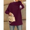 imageLILLUSORY Womens Oversized Turtleneck Sweaters Fall Batwing Sleeve Ribbed Tunic SweaterWine Red