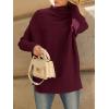 imageLILLUSORY Womens Oversized Turtleneck Sweaters Fall Batwing Sleeve Ribbed Tunic SweaterWine Red