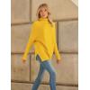 imageLILLUSORY Womens Oversized Turtleneck Sweaters Fall Batwing Sleeve Ribbed Tunic SweaterYellow