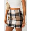 imageLILLUSORY Womens Plaid Skirt Fall High Waist Flannel Mini Checkered Skirts Winter Corduroy Sweater Dress 2025Apricot