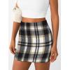 imageLILLUSORY Womens Plaid Skirt Fall High Waist Flannel Mini Checkered Skirts Winter Corduroy Sweater Dress 2025Blackapricot