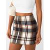 imageLILLUSORY Womens Plaid Skirt Fall High Waist Flannel Mini Checkered Skirts Winter Corduroy Sweater Dress 2025Blueapricot