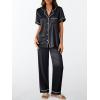 imageLILLUSORY Womens Silk Satin Pajama Set 2025 Pjs Lounge 2 Piece Fall Outfit Sleepwear Button Down Loungewear Matching ClothingBlack