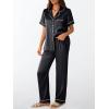 imageLILLUSORY Womens Silk Satin Pajama Set 2025 Pjs Lounge 2 Piece Fall Outfit Sleepwear Button Down Loungewear Matching ClothingBlack
