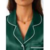 imageLILLUSORY Womens Silk Satin Pajama Set 2025 Pjs Lounge 2 Piece Fall Outfit Sleepwear Button Down Loungewear Matching ClothingDark Green
