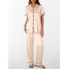 imageLILLUSORY Womens Silk Satin Pajama Set 2025 Pjs Lounge 2 Piece Fall Outfit Sleepwear Button Down Loungewear Matching ClothingGold