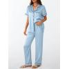 imageLILLUSORY Womens Silk Satin Pajama Set 2025 Pjs Lounge 2 Piece Fall Outfit Sleepwear Button Down Loungewear Matching ClothingLight Blue