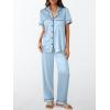 imageLILLUSORY Womens Silk Satin Pajama Set 2025 Pjs Lounge 2 Piece Fall Outfit Sleepwear Button Down Loungewear Matching ClothingLight Blue