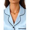 imageLILLUSORY Womens Silk Satin Pajama Set 2025 Pjs Lounge 2 Piece Fall Outfit Sleepwear Button Down Loungewear Matching ClothingLight Blue