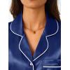 imageLILLUSORY Womens Silk Satin Pajama Set 2025 Pjs Lounge 2 Piece Fall Outfit Sleepwear Button Down Loungewear Matching ClothingNavy