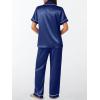 imageLILLUSORY Womens Silk Satin Pajama Set 2025 Pjs Lounge 2 Piece Fall Outfit Sleepwear Button Down Loungewear Matching ClothingNavy