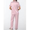 imageLILLUSORY Womens Silk Satin Pajama Set 2025 Pjs Lounge 2 Piece Fall Outfit Sleepwear Button Down Loungewear Matching ClothingPink