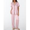 imageLILLUSORY Womens Silk Satin Pajama Set 2025 Pjs Lounge 2 Piece Fall Outfit Sleepwear Button Down Loungewear Matching ClothingPink