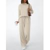 imageLILLUSORY Womens Two Piece Lounge Sets Mock Turtleneck Tops Wide Leg Drawstring Pants Sweatsuit with PocketsApricot