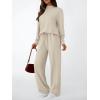 imageLILLUSORY Womens Two Piece Lounge Sets Mock Turtleneck Tops Wide Leg Drawstring Pants Sweatsuit with PocketsApricot