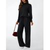 imageLILLUSORY Womens Two Piece Lounge Sets Mock Turtleneck Tops Wide Leg Drawstring Pants Sweatsuit with PocketsBlack