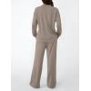 imageLILLUSORY Womens Two Piece Lounge Sets Mock Turtleneck Tops Wide Leg Drawstring Pants Sweatsuit with PocketsNutmeg
