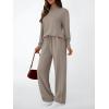 imageLILLUSORY Womens Two Piece Lounge Sets Mock Turtleneck Tops Wide Leg Drawstring Pants Sweatsuit with PocketsNutmeg