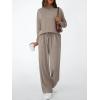 imageLILLUSORY Womens Two Piece Lounge Sets Mock Turtleneck Tops Wide Leg Drawstring Pants Sweatsuit with PocketsNutmeg