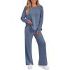 imageLILLUSORY 2 Piece Lounge Sets Matching Fall Outfits Pajamas Casual Travel 2025 Sweatsuits Wide Leg Clothes Fashion TracksuitsBlue