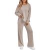 imageLILLUSORY 2 Piece Lounge Sets Matching Fall Outfits Pajamas Casual Travel 2025 Sweatsuits Wide Leg Clothes Fashion TracksuitsKhaki