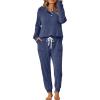 imageLILLUSORY 2 Piece Lounge Sets for Women Fall Lightweight Cute Soft Pajamas Two Piece Comfy Loungewear Travel Matching SetNavy