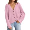 imageLILLUSORY Cardigan Sweaters for Women 2025 Early Fall Fashion Oversized Lightweight Sweater V Neck Knit Work Casual Outfits Clothes Button Tops Shirts BlousesPink
